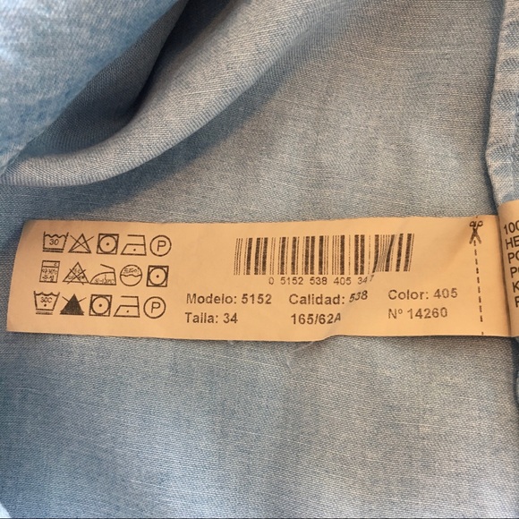 Massimo Dutti chambray V-neck blouse - Picture 6 of 7